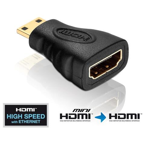 PureInstall PI055, mini HDMI, HDMI, Maschio / femmina, Nero, Oro, 4096 x 2160 Pixels - Foto 1